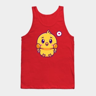 Cute Chick Holding Fried Chicken Cartoon Tank Top